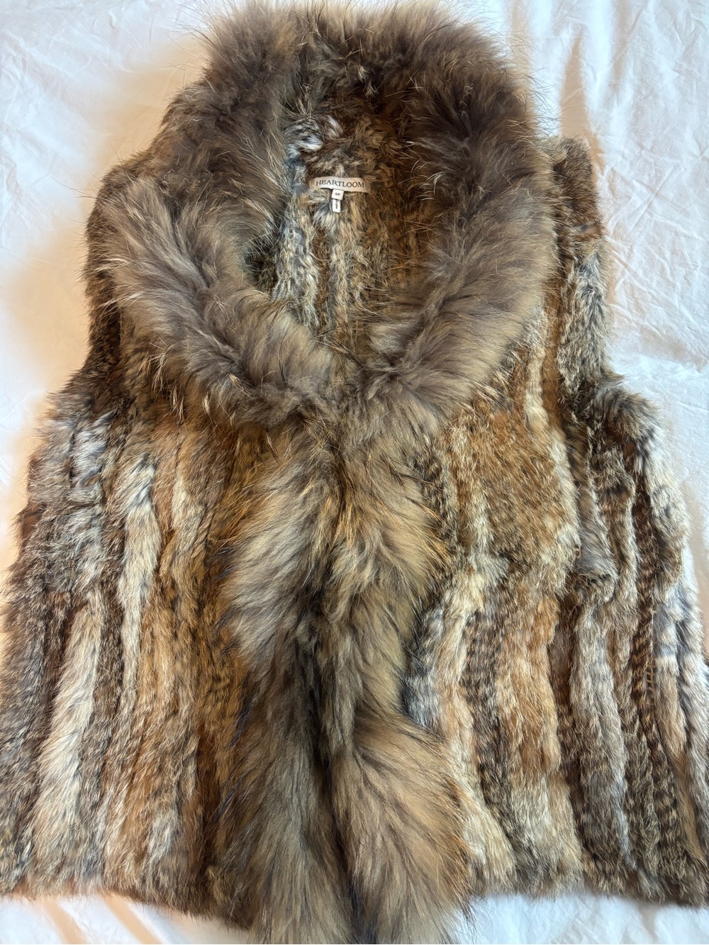 Heartloom Brown Multi-Tone Faux Fur Vest with Plush Shawl Collar